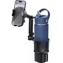 2-in-1 Adjustable Cup Phone Holder for Car – Expandable Base & Hands-Free Mount