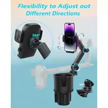 2-in-1 Adjustable Cup Phone Holder for Car – Expandable Base & Hands-Free Mount