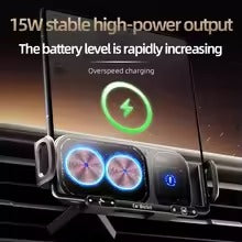 Smart 2-in-1 Auto-Rotating Car Phone Holder & Wireless Charger – Foldable Fast Charging Mount