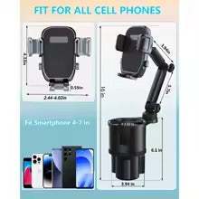 2-in-1 Adjustable Cup Phone Holder for Car – Expandable Base & Hands-Free Mount