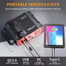 4-in-1 2000A Jump Starter Power Bank with Air Compressor 16000mAh