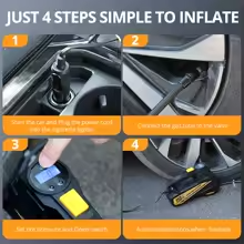 Upgraded 12V Portable Air Compressor – Fast Tire Inflator Pump with LED Light for Cars, Bikes & Sports Balls