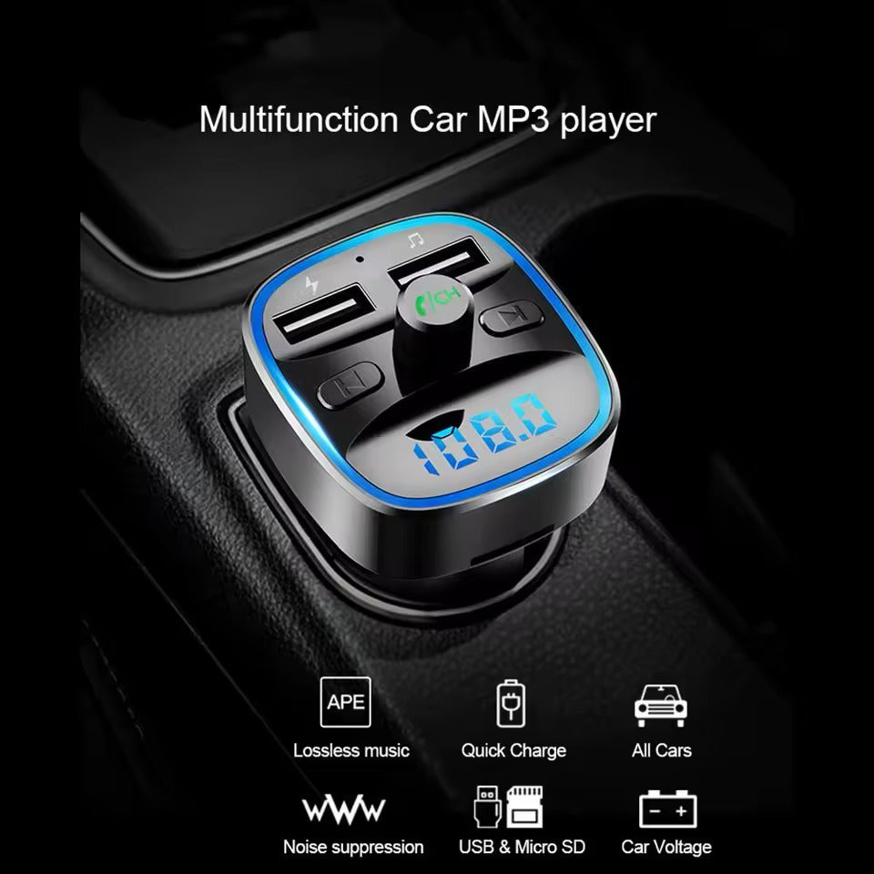 T25 Bluetooth 5.0 FM Transmitter Car MP3 Player Dual USB Charger