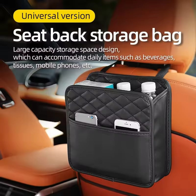 Multifunctional Car Seat Organizer – PU Leather Storage & Garbage Bag for All Car Models