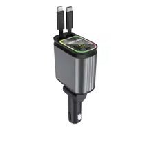 100W Super Fast Car Phone Charger with Retractable Cables – 4-in-1 USB & Type-C Car Adapter