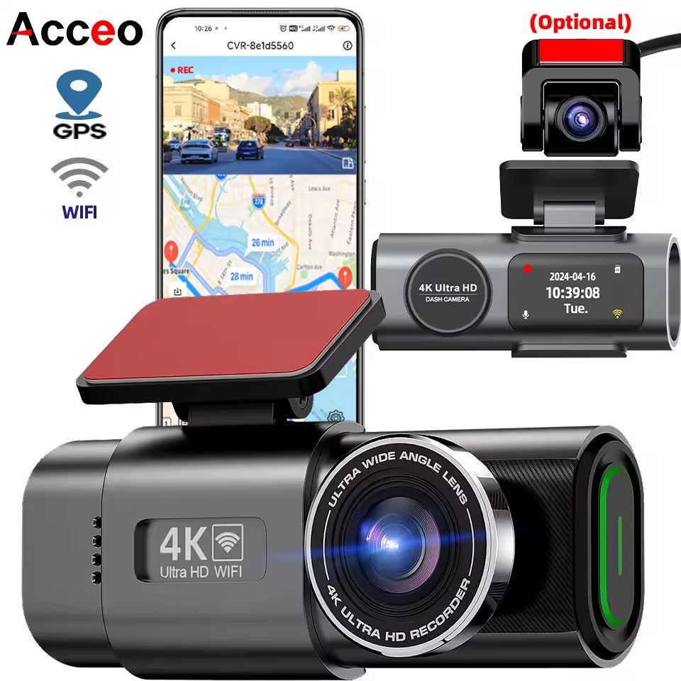 4K UHD Dash Cam with Wi-Fi | Night Vision, GPS, 24H Parking Mode