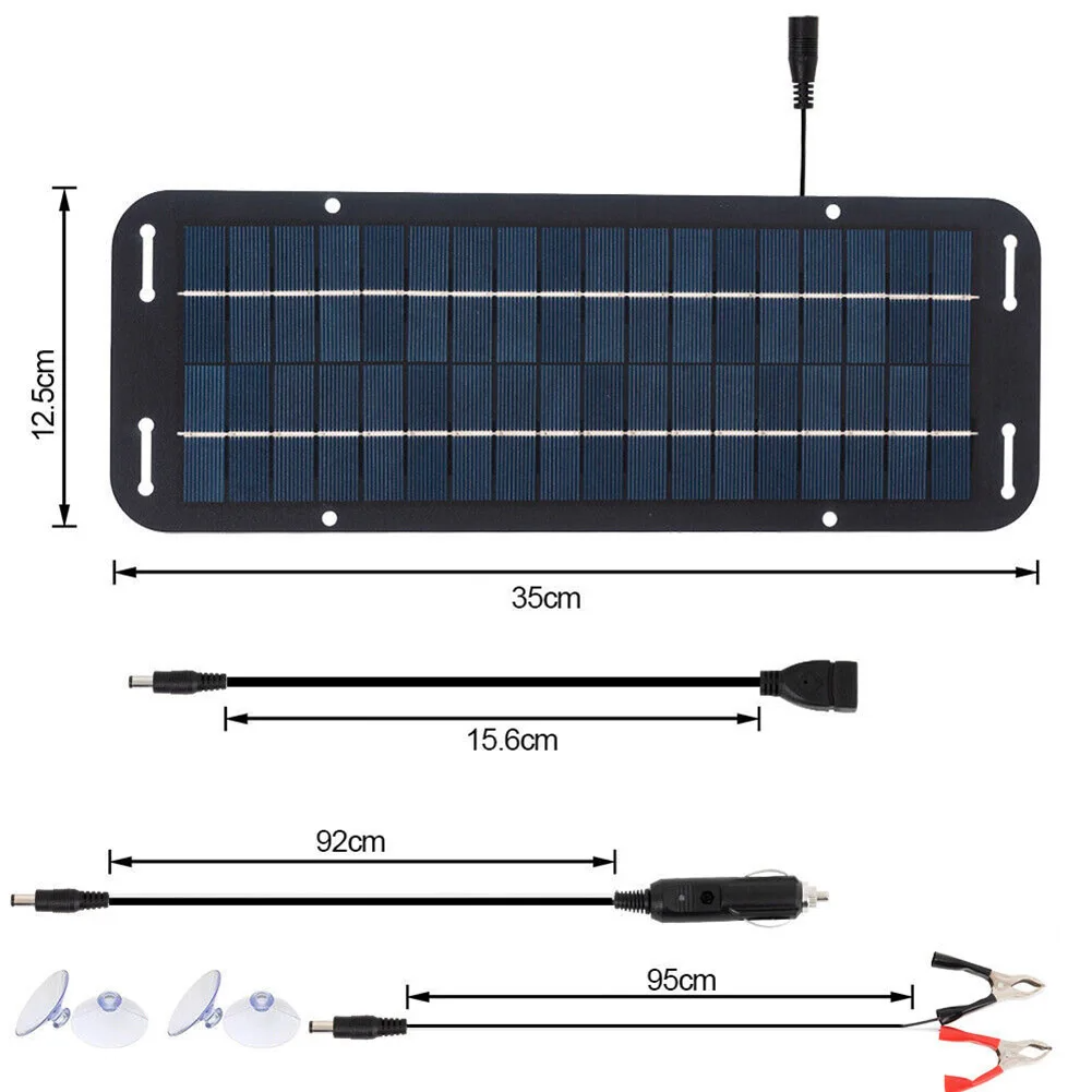 12V Solar Panel Kit IP65 Waterproof Solar Trickle Charger Portable Solar Powered Charger Kit High Efficiency Car Battery Charger