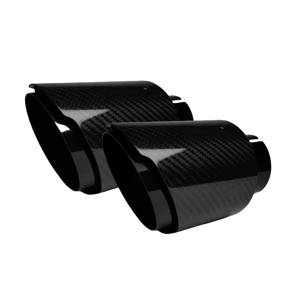 Universal Carbon Fiber Exhaust Tip – Glossy Stainless Steel Tail Pipe for Cars & SUVs