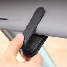 Magnetic Car Sunglasses Holder – Leather Clip for Sunshade & Tickets