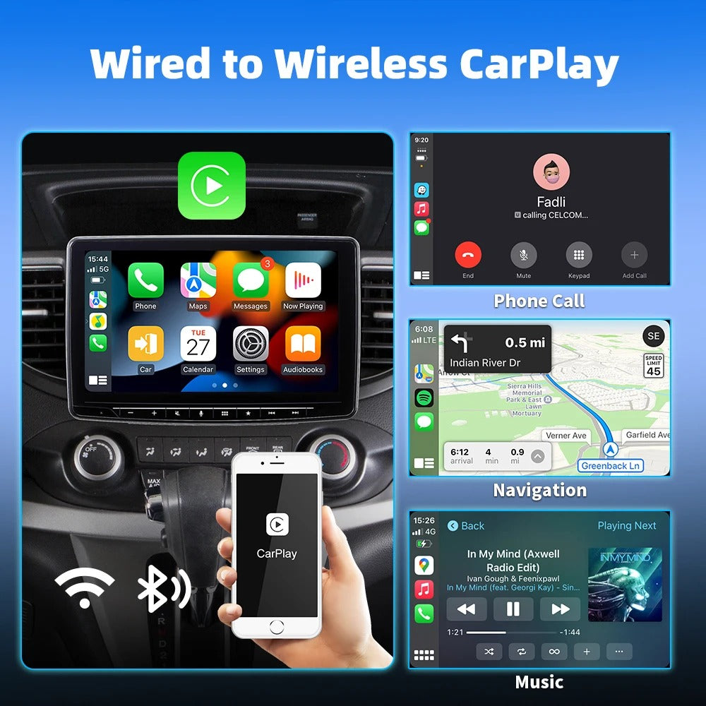 EKIY 2-in-1 Wired to Wireless CarPlay Adapter – Smart Android Auto Dongle