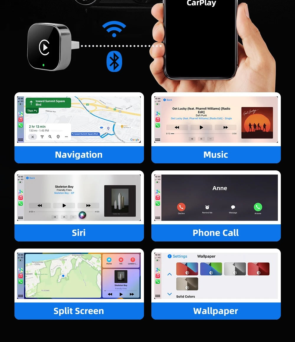 EKIY 2-in-1 Wired to Wireless CarPlay Adapter – Smart Android Auto Dongle